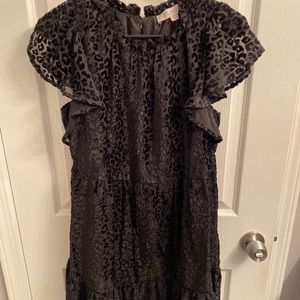 LOFT Babydoll Cheetah Velvet Dress